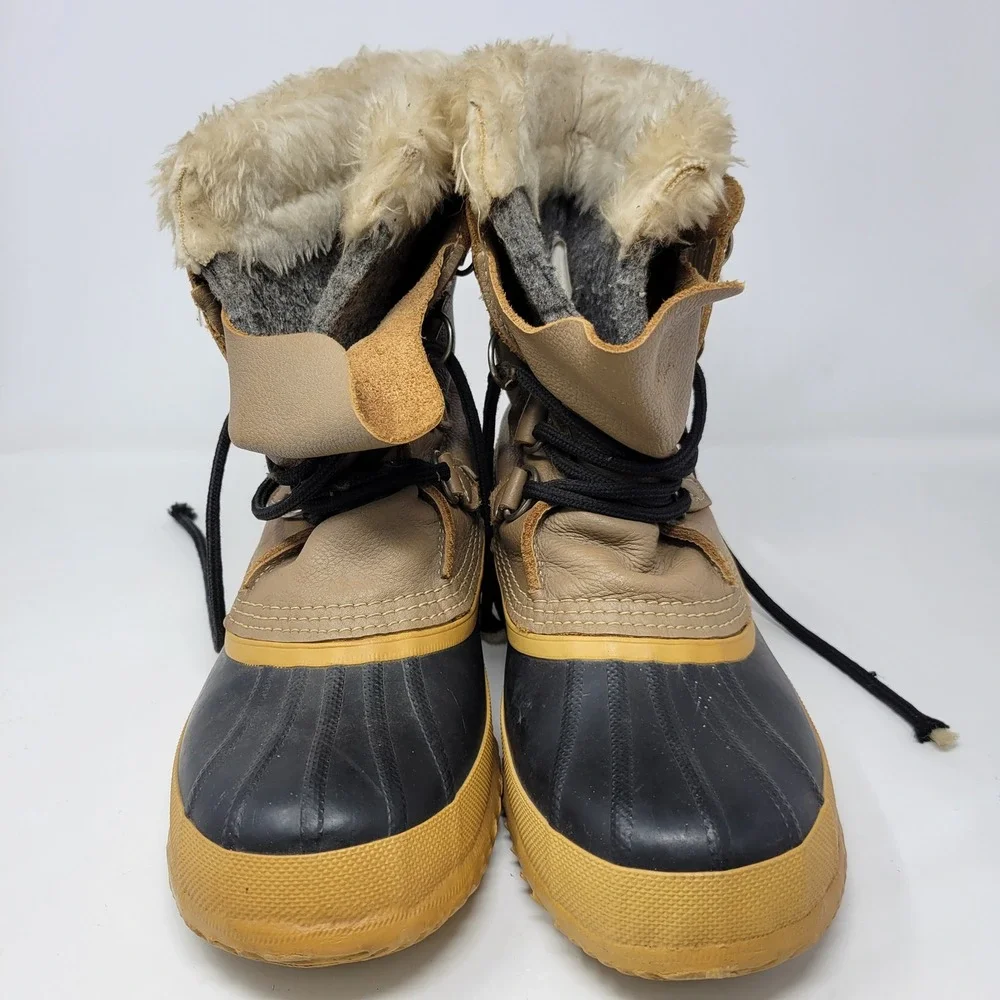 Sorel‎ Manitou Vintage Made in Canada Winter Boots Womens 10 Tan Leather Rubber